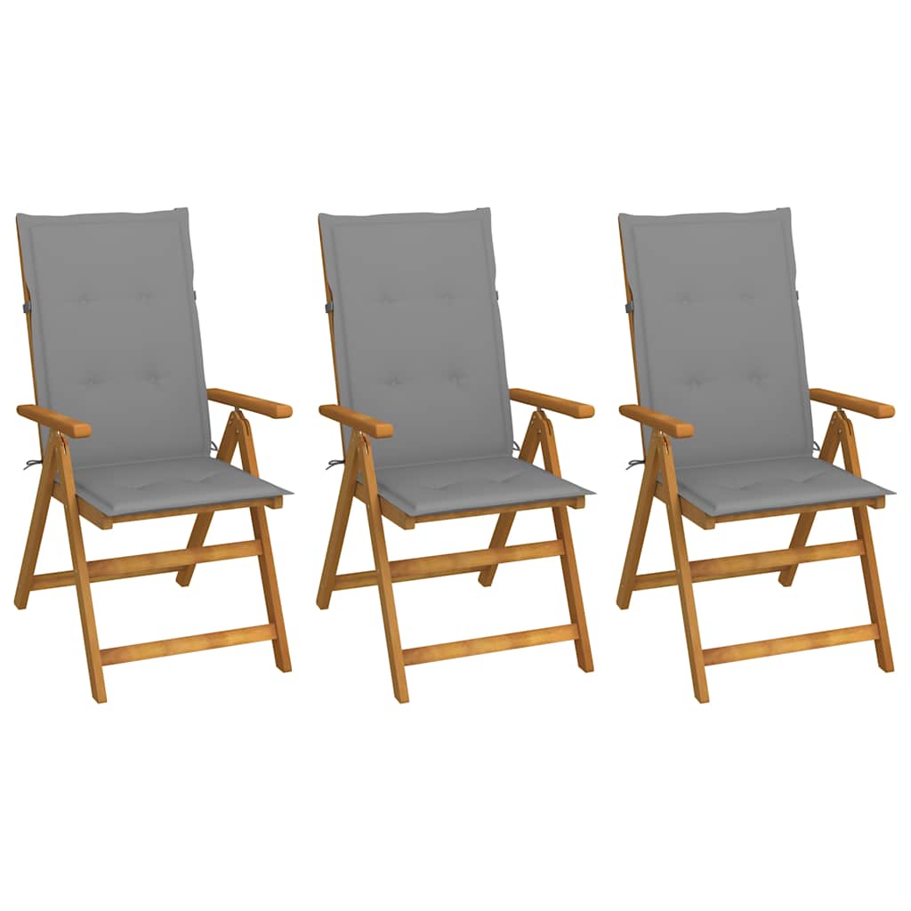 Klappstühle 3 Stk. mit Auflagen Massivholz Akazie
