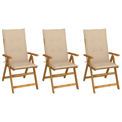 Klappstühle 3 Stk. mit Auflagen Massivholz Akazie