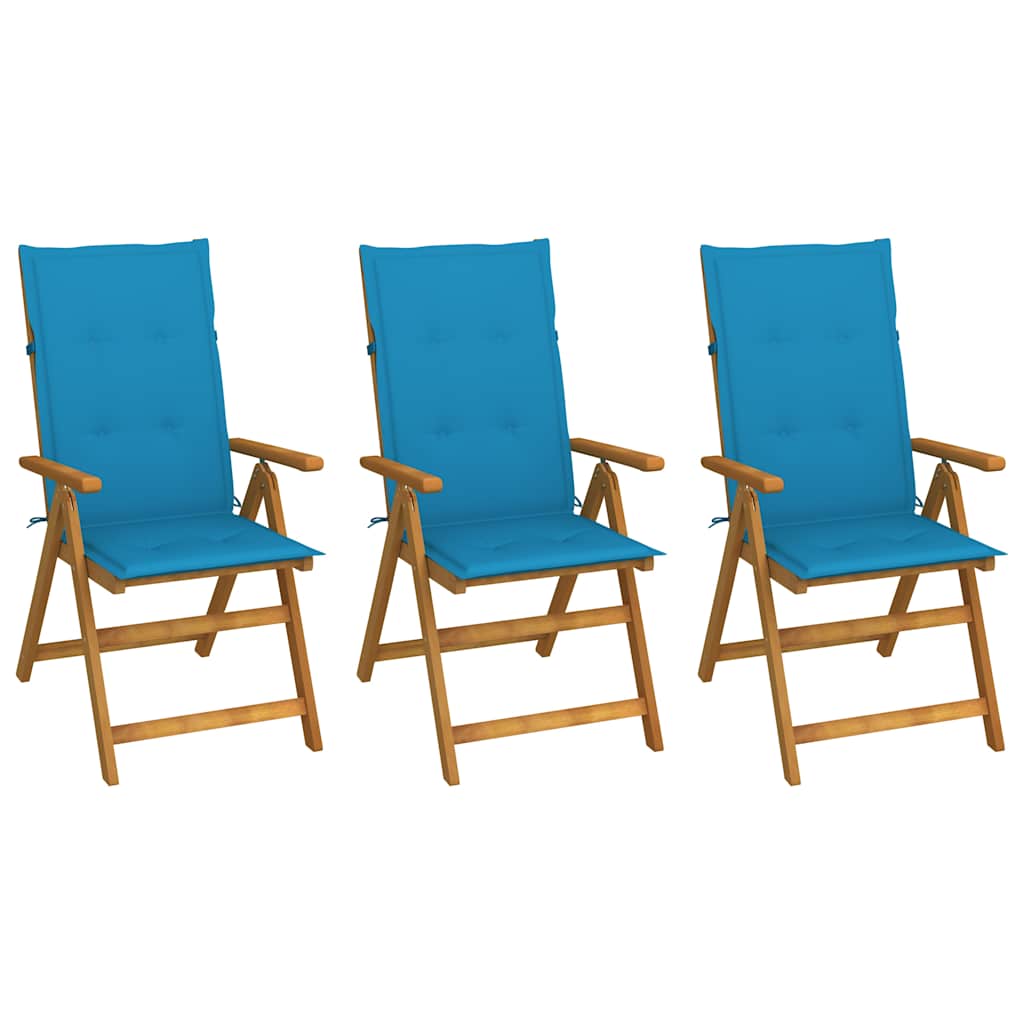 Klappstühle 3 Stk. mit Auflagen Massivholz Akazie
