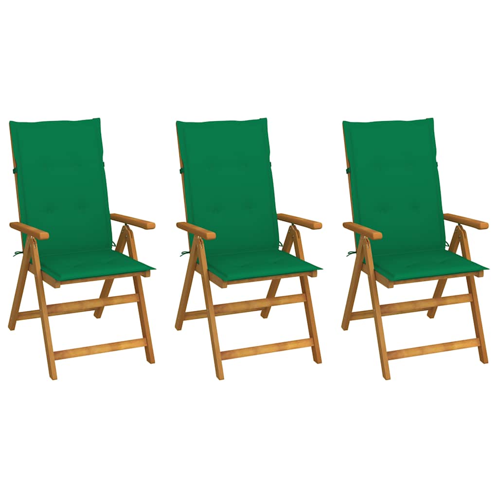 Klappstühle 3 Stk. mit Auflagen Massivholz Akazie