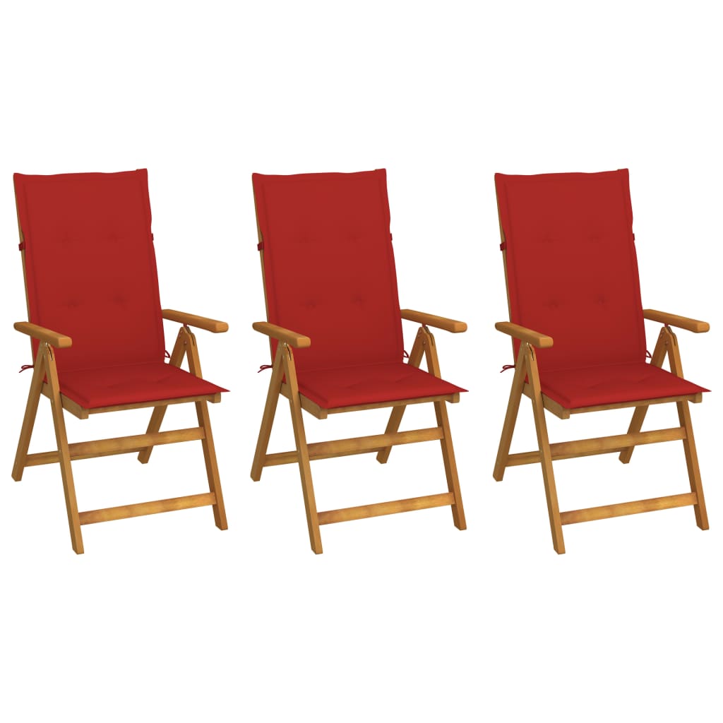 Klappstühle 3 Stk. mit Auflagen Massivholz Akazie