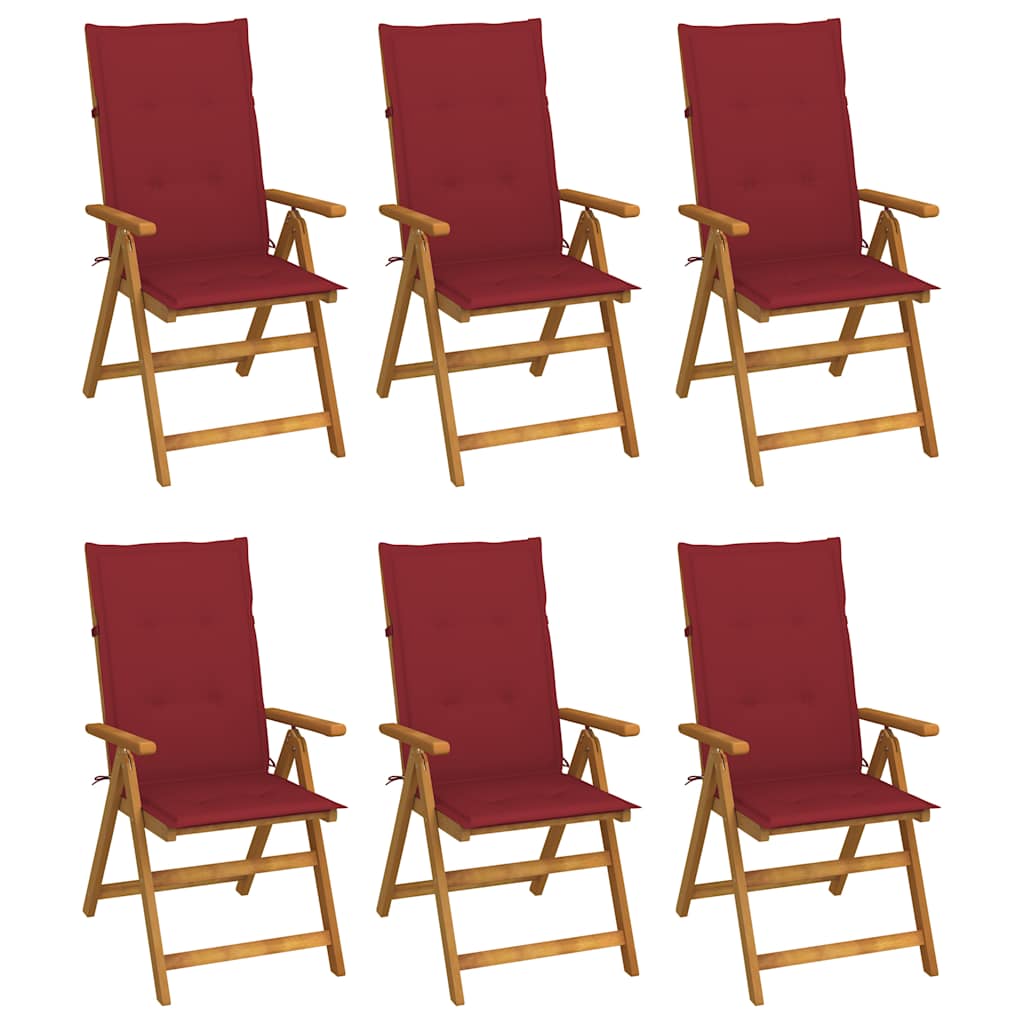 Klappstühle 6 Stk. mit Auflagen Massivholz Akazie