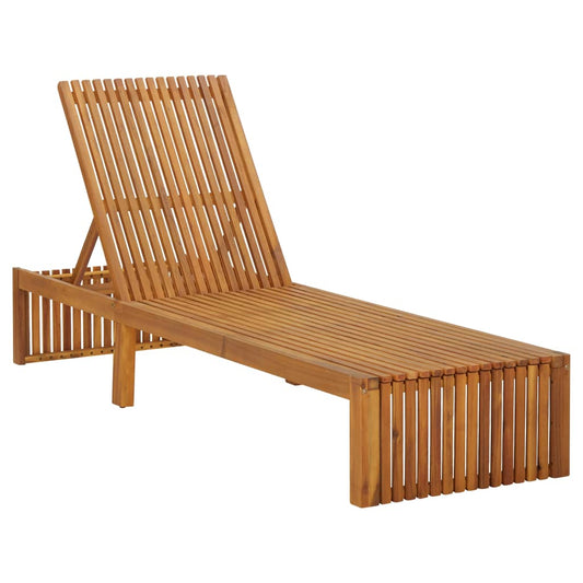 Chaise longue avec coussin en bois d'acacia massif