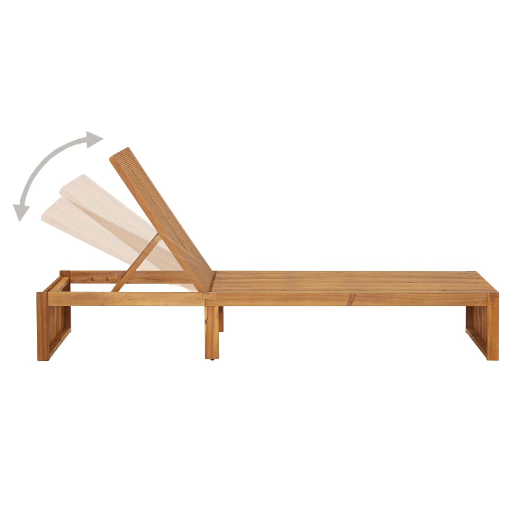 Chaise longue avec coussin en bois d'acacia massif