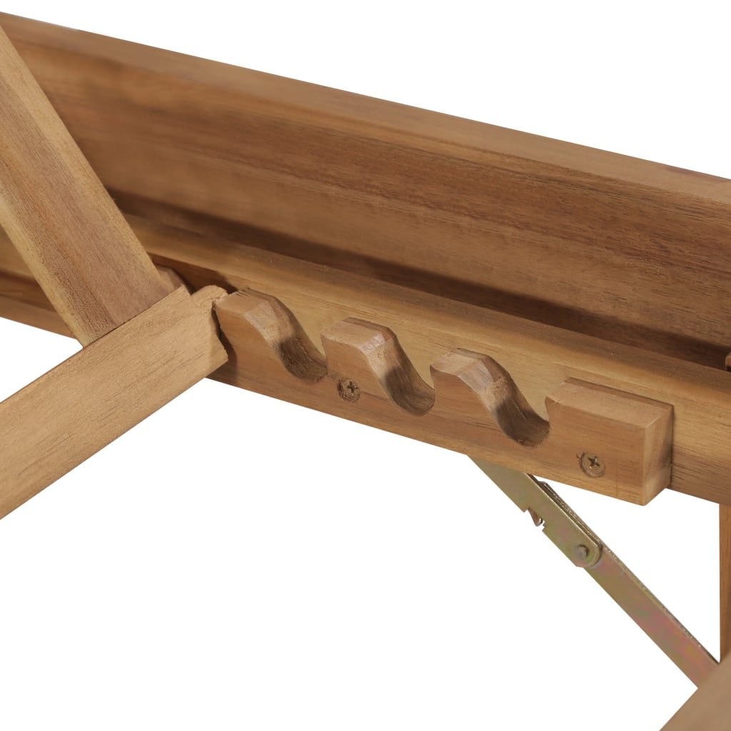 Folding sun lounger with cushion made of solid acacia wood