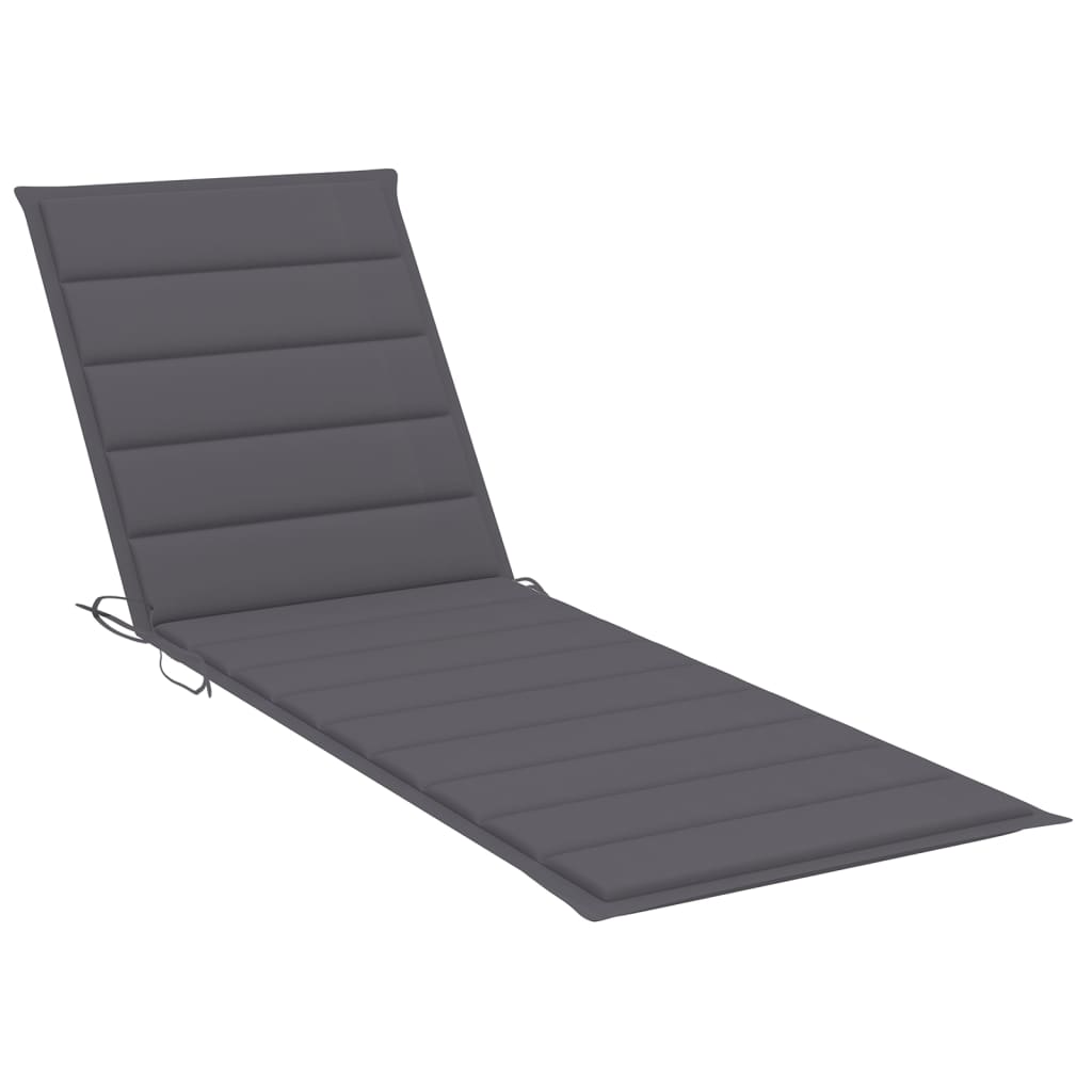 Folding sun lounger with cushion made of solid acacia wood