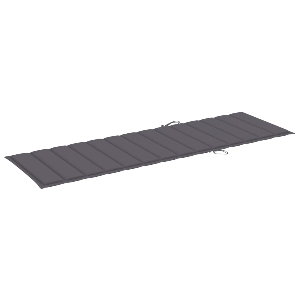 Folding sun lounger with cushion made of solid acacia wood