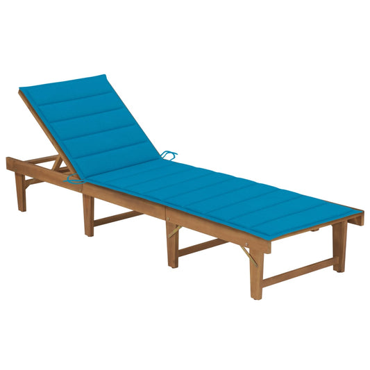 Bain de soleil pliant avec coussin en bois d'acacia massif