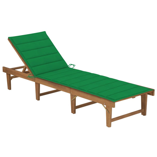 Bain de soleil pliant avec coussin en bois d'acacia massif
