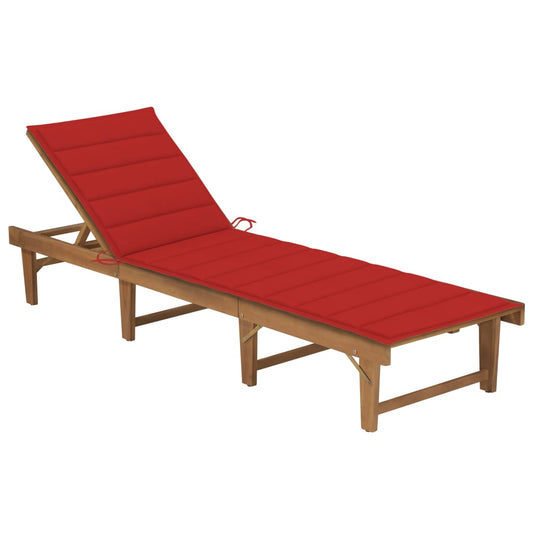 Bain de soleil pliant avec coussin en bois d'acacia massif