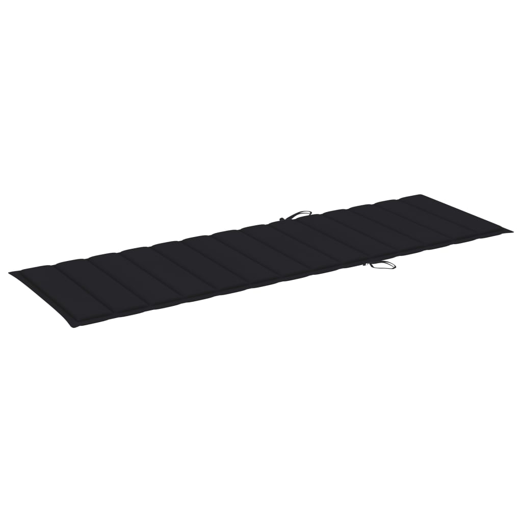 Folding sun lounger with cushion made of solid acacia wood