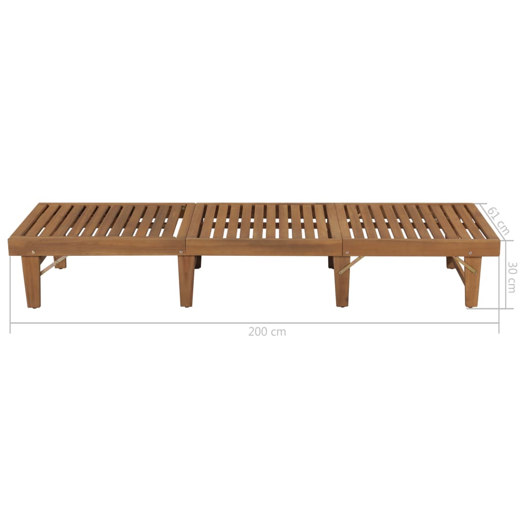 Folding sun lounger with cushion made of solid acacia wood