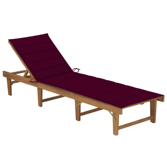 Bain de soleil pliant avec coussin en bois d'acacia massif