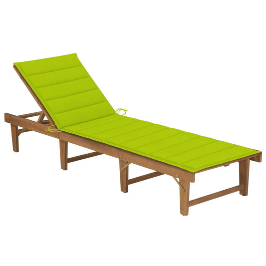 Bain de soleil pliant avec coussin en bois d'acacia massif