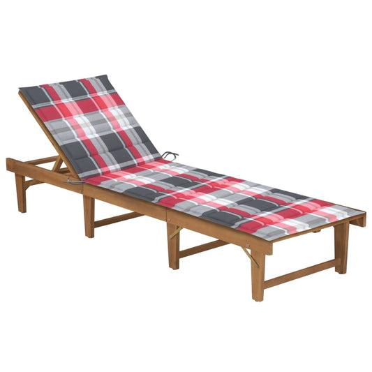 Bain de soleil pliant avec coussin en bois d'acacia massif