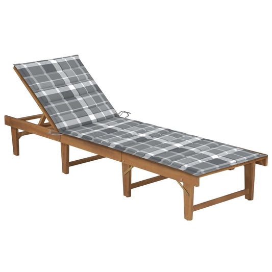 Bain de soleil pliant avec coussin en bois d'acacia massif