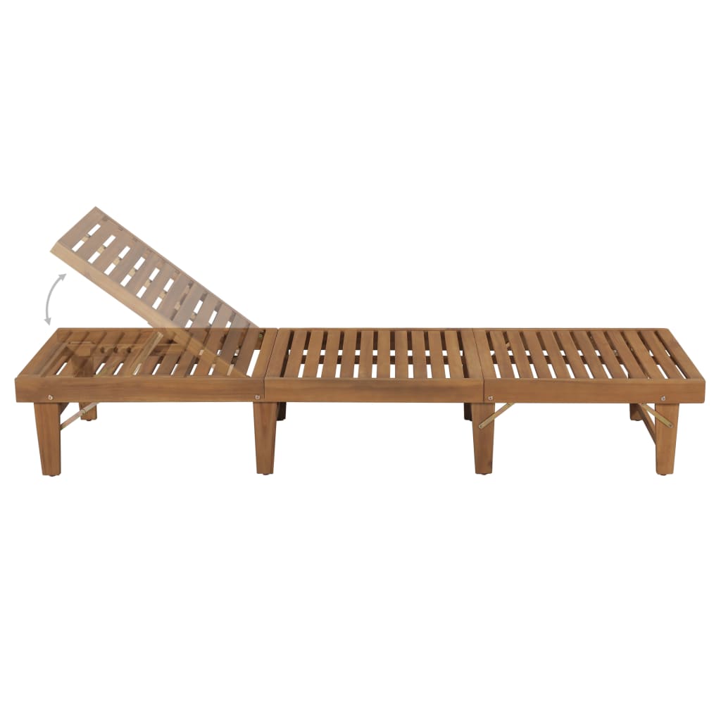 Folding sun lounger with cushion made of solid acacia wood
