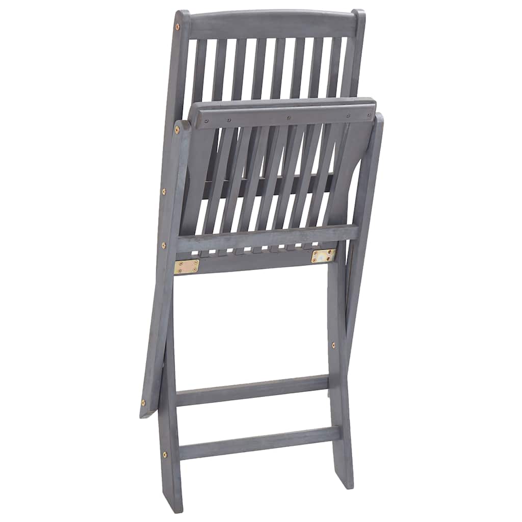 Klappstühle, 4 Stück, mit Kissen, aus massivem Akazienholz