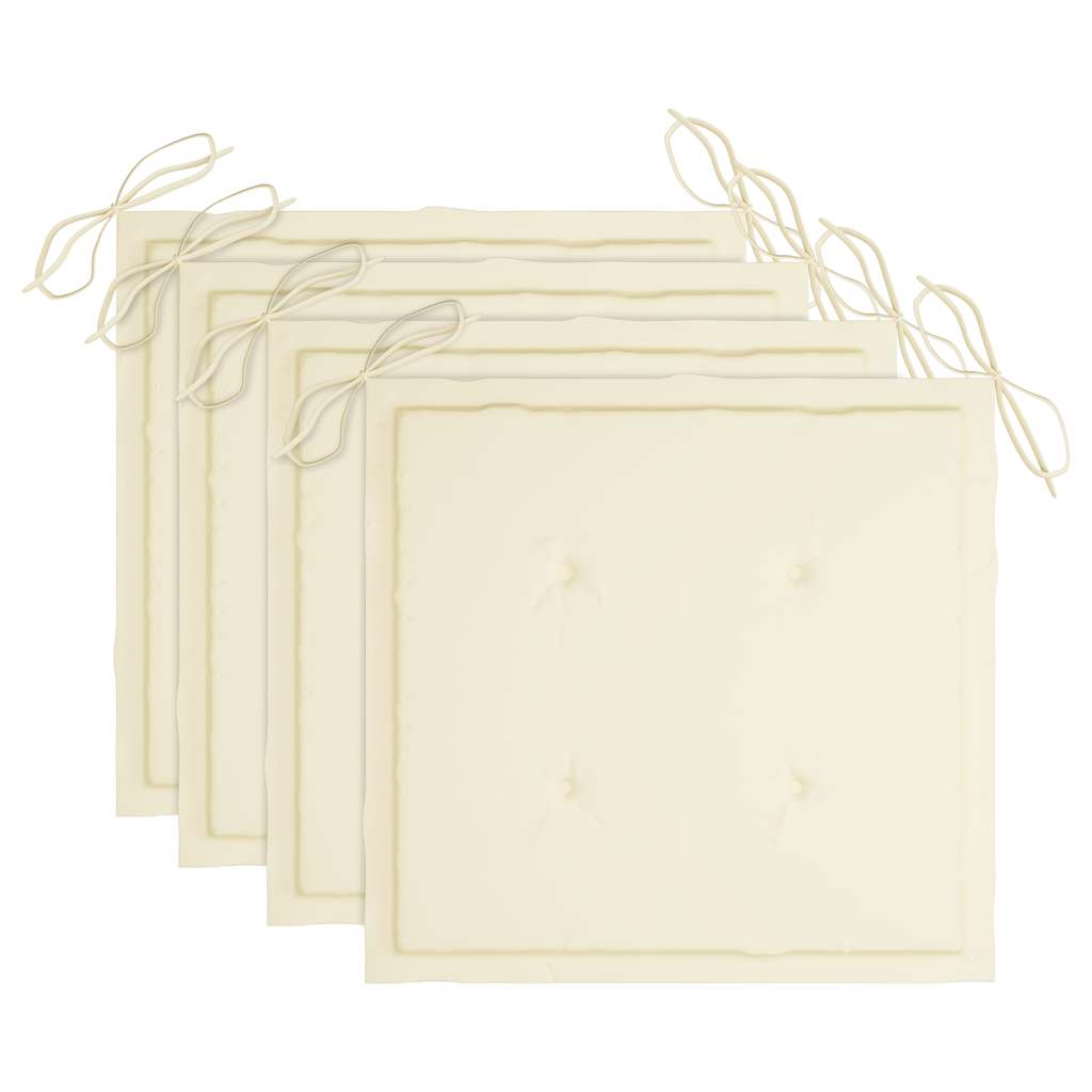 Klappstühle, 4 Stück, mit Kissen, aus massivem Akazienholz