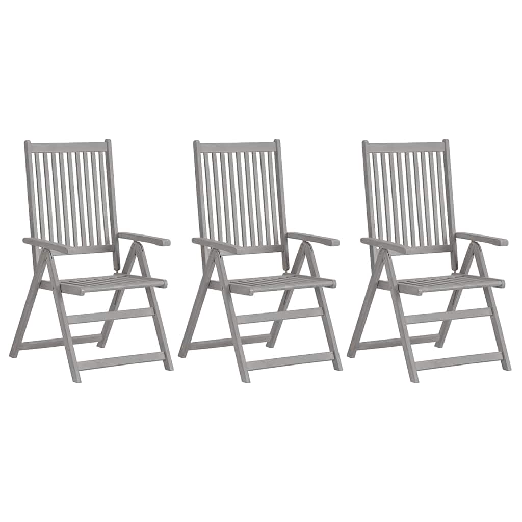 Verstellbare Gartenstühle 3 Stk. mit Auflagen Massivholz Akazie