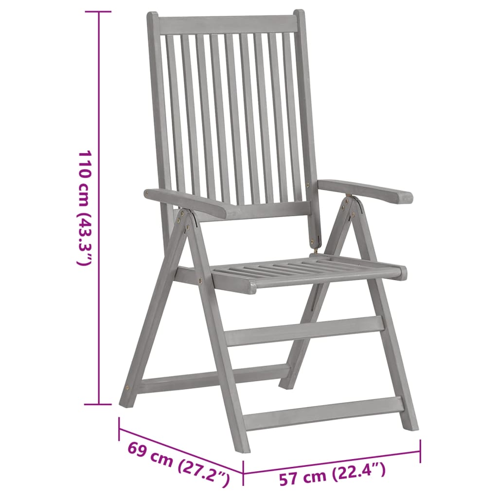 Verstellbare Gartenstühle 3 Stk. mit Auflagen Massivholz Akazie