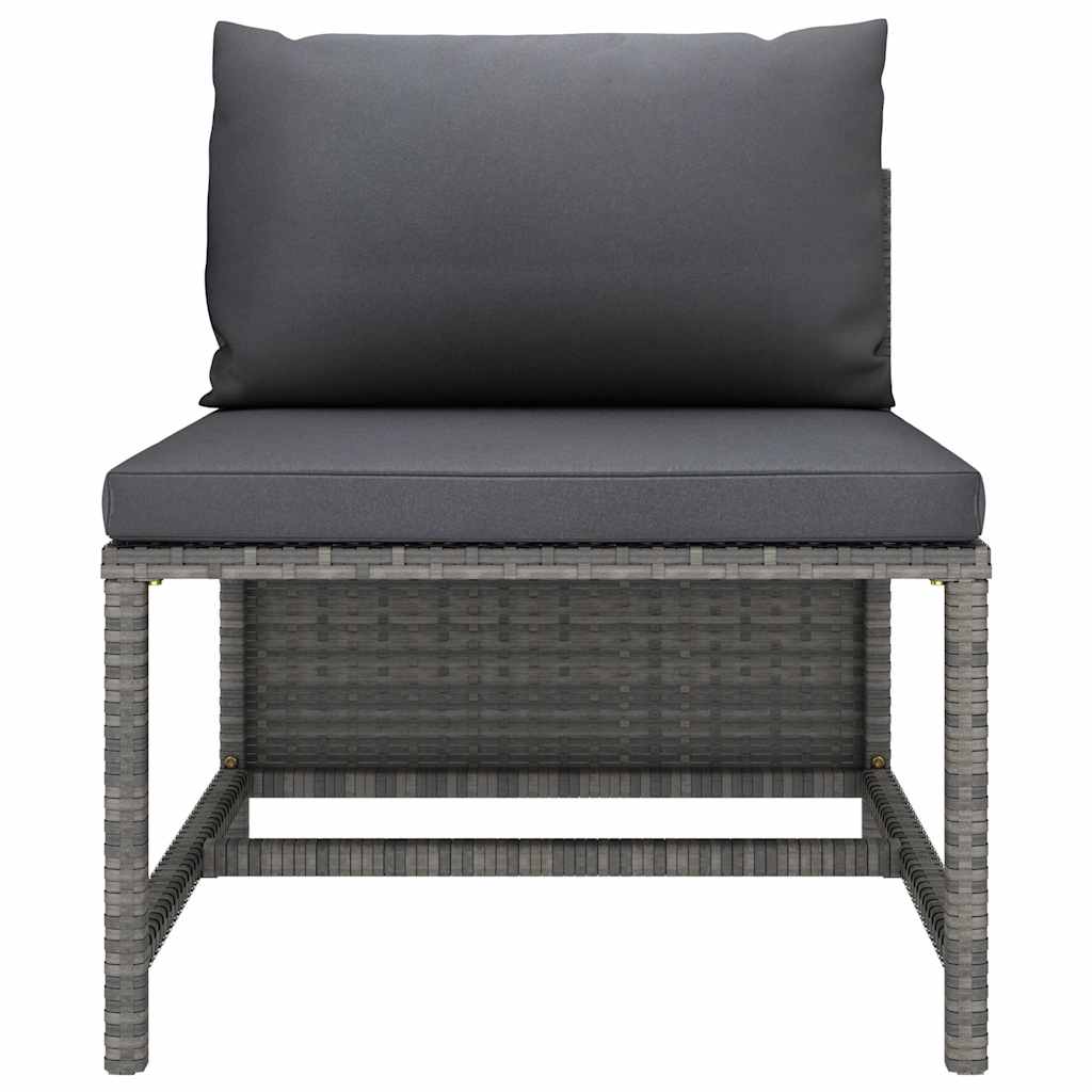 5-tlg. Garten-Lounge-Set mit Kissen Poly Rattan Grau