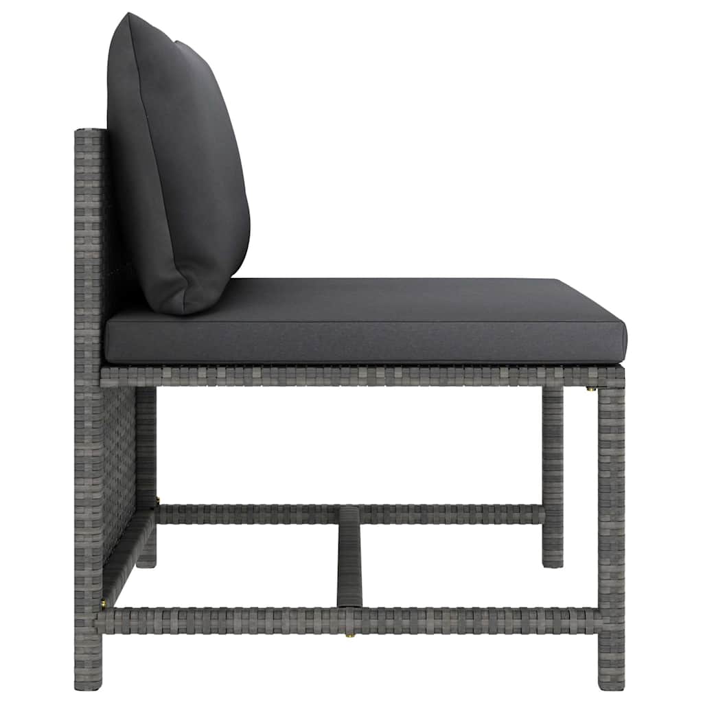 5-tlg. Garten-Lounge-Set mit Kissen Poly Rattan Grau