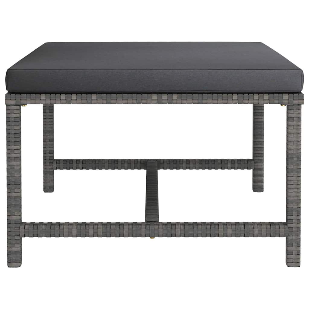 5-tlg. Garten-Lounge-Set mit Kissen Poly Rattan Grau