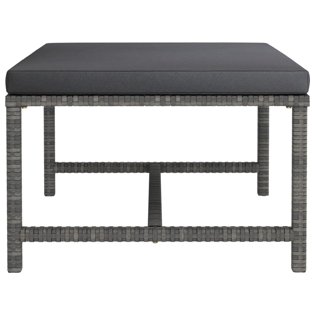 5-tlg. Garten-Lounge-Set mit Kissen Poly Rattan Grau