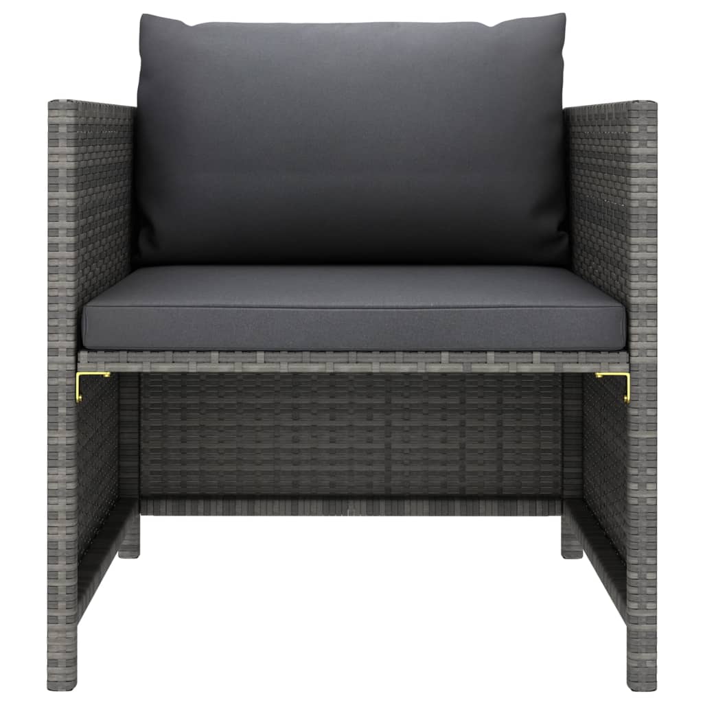 6-tlg. Garten-Lounge-Set mit Kissen Poly Rattan Grau