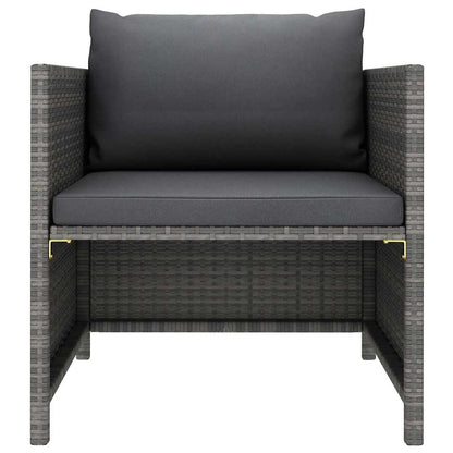 6-tlg. Garten-Lounge-Set mit Kissen Poly Rattan Grau