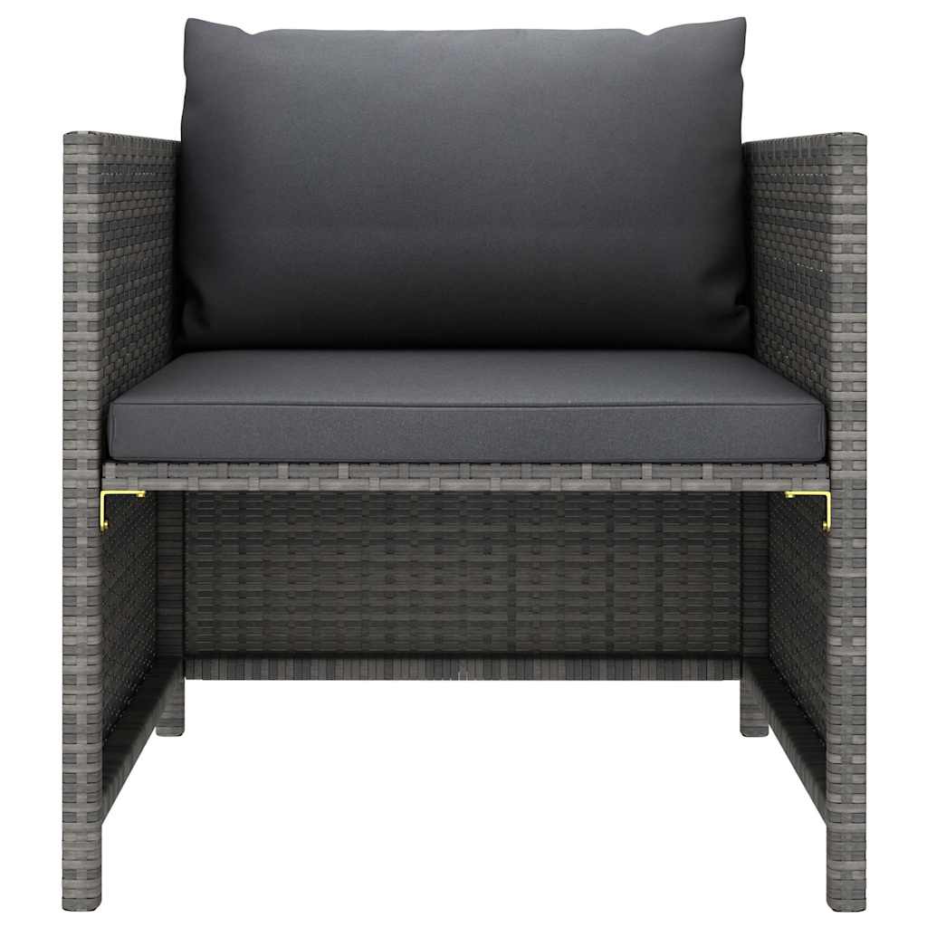 6-tlg. Garten-Lounge-Set mit Kissen Poly Rattan Grau