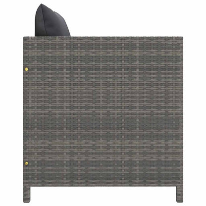 6-tlg. Garten-Lounge-Set mit Kissen Poly Rattan Grau