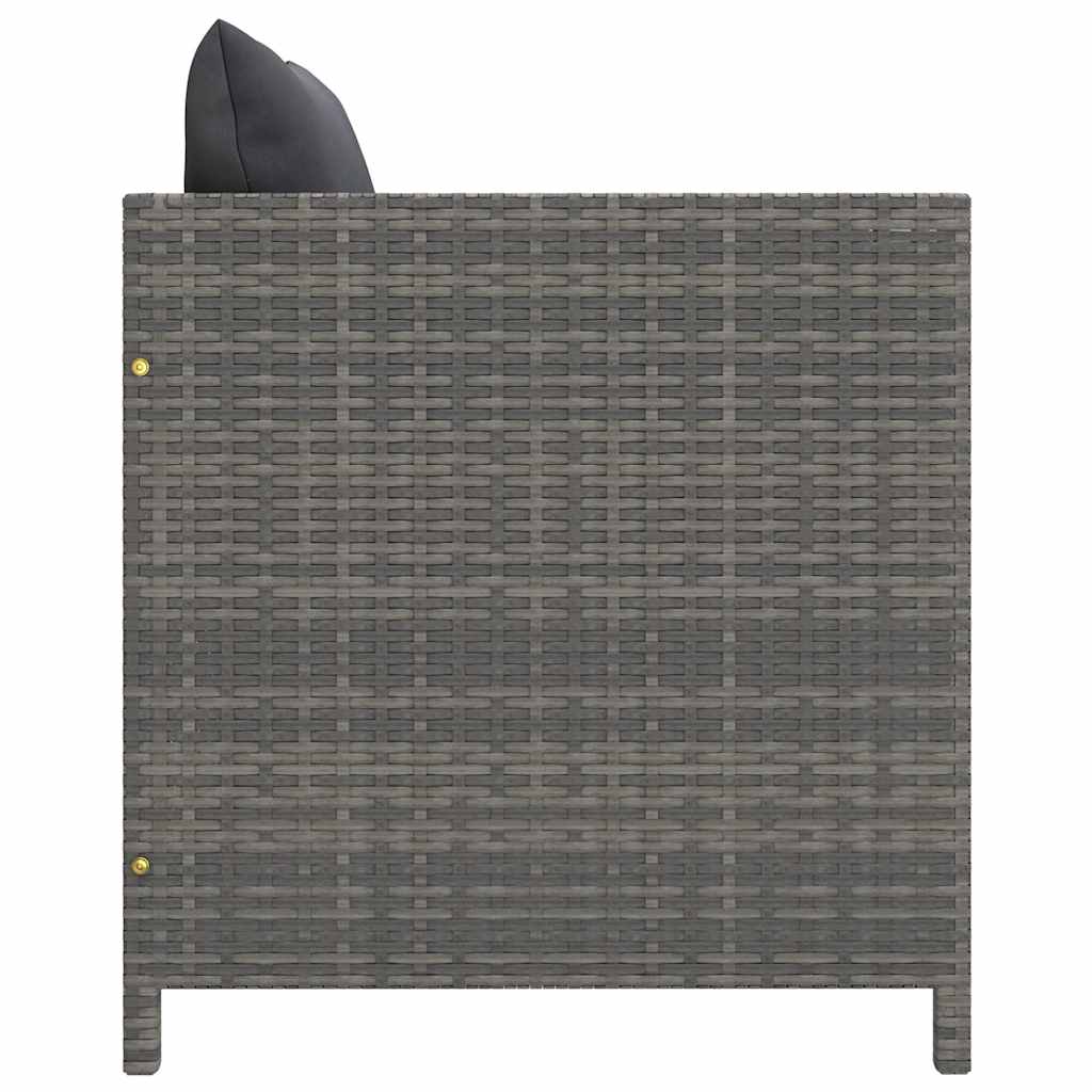6-tlg. Garten-Lounge-Set mit Kissen Poly Rattan Grau