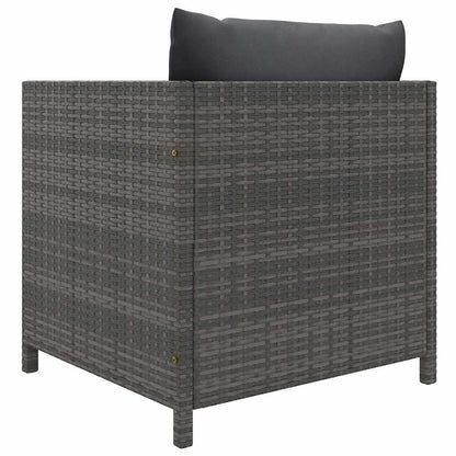 6-tlg. Garten-Lounge-Set mit Kissen Poly Rattan Grau