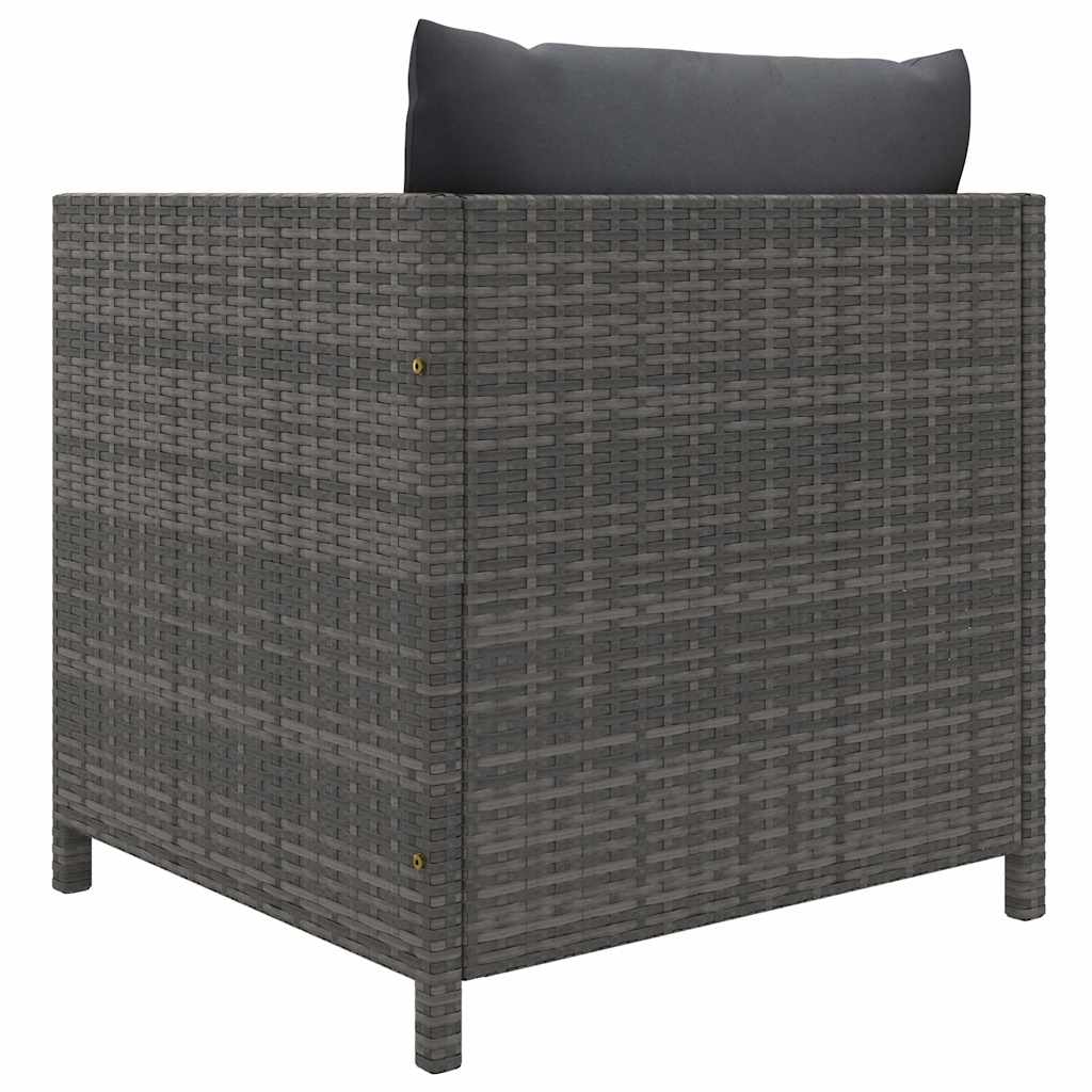 6-tlg. Garten-Lounge-Set mit Kissen Poly Rattan Grau