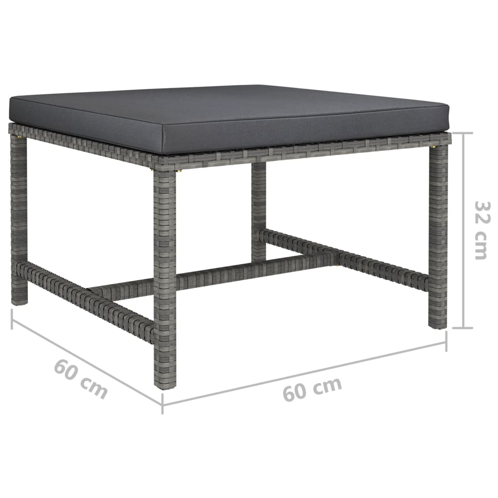7-tlg. Garten-Lounge-Set mit Kissen Poly Rattan Grau