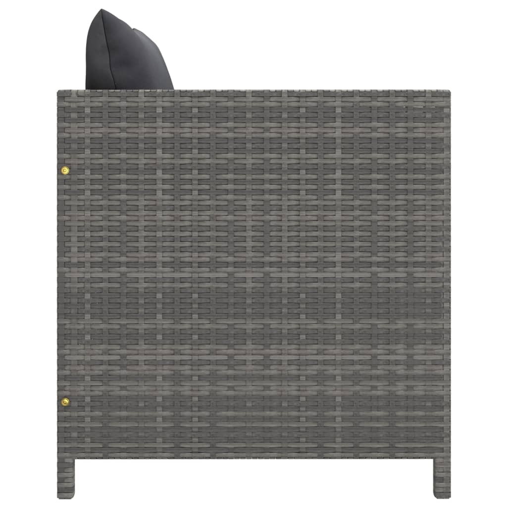 8-tlg. Garten-Lounge-Set mit Kissen Poly Rattan Grau