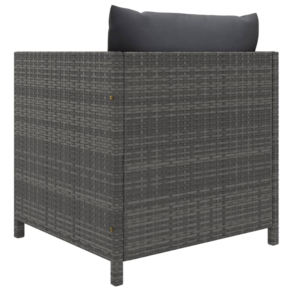 8-tlg. Garten-Lounge-Set mit Kissen Poly Rattan Grau