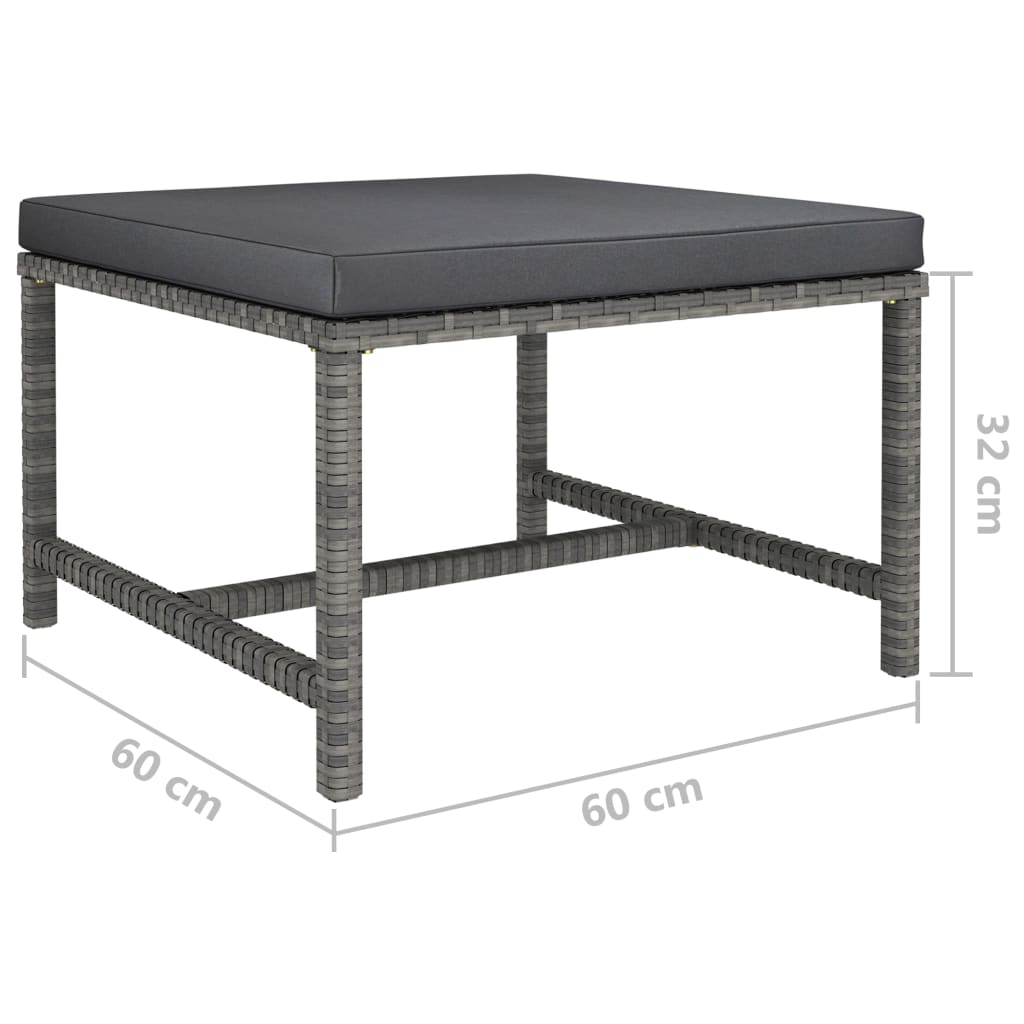 9-tlg. Garten-Lounge-Set mit Kissen Poly Rattan Grau