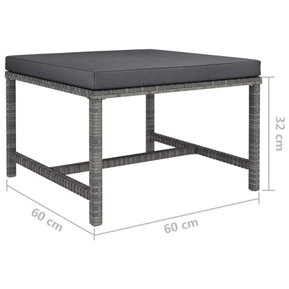 9-tlg. Garten-Lounge-Set mit Kissen Poly Rattan Grau
