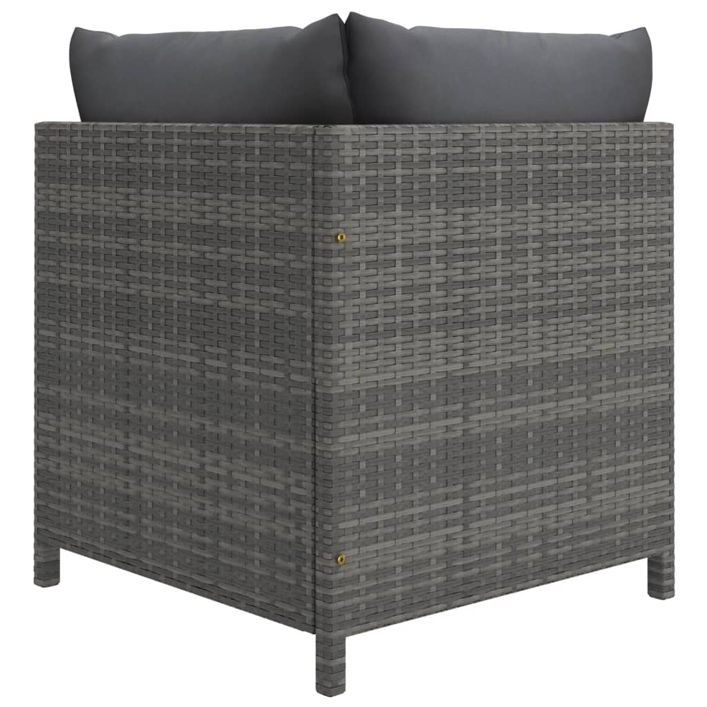 Salon de jardin 10 pièces avec coussins, en résine tressée, gris