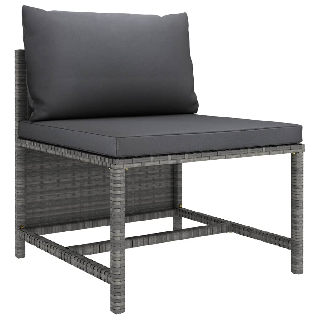 Salon de jardin 10 pièces avec coussins, en résine tressée, gris