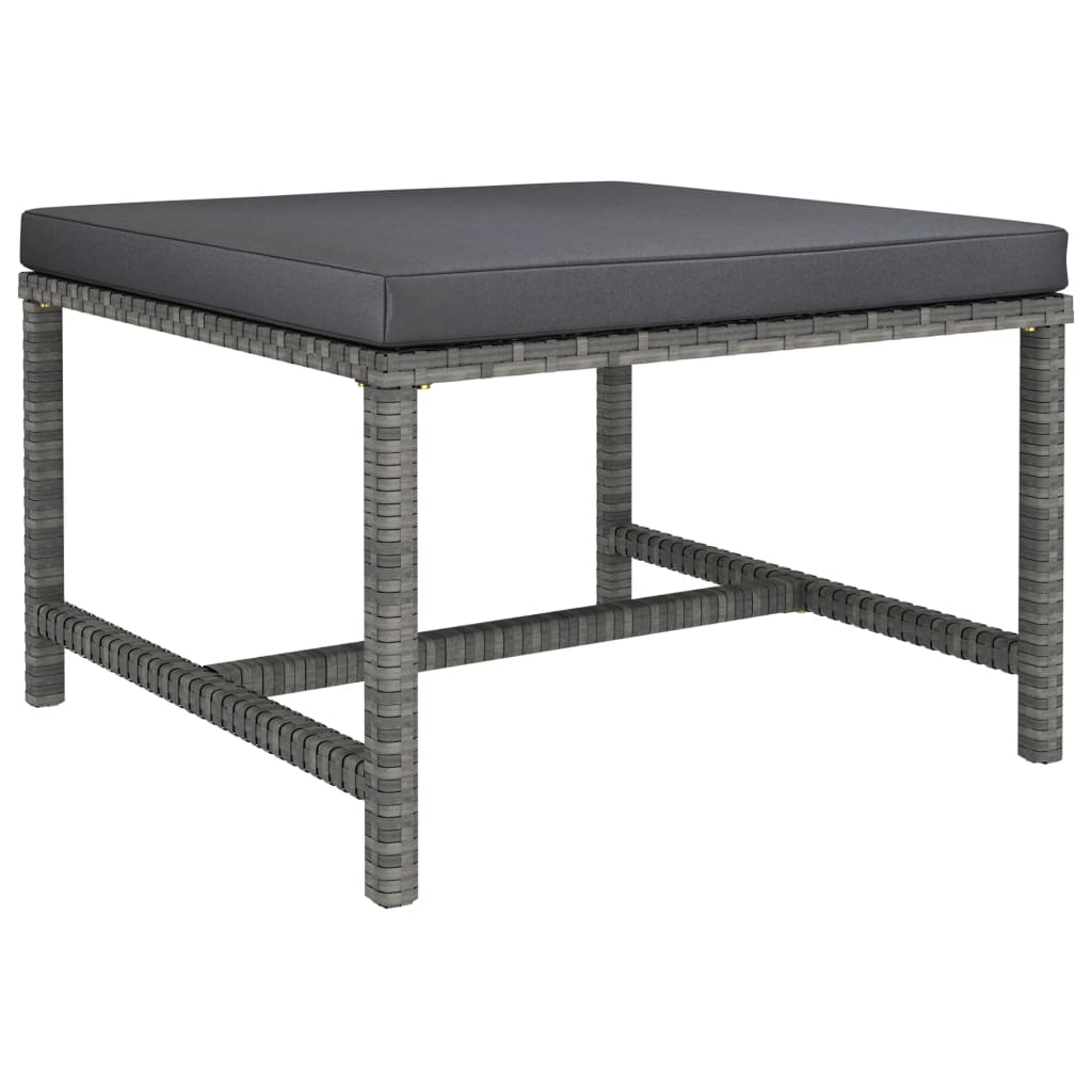 Salon de jardin 10 pièces avec coussins, en résine tressée, gris