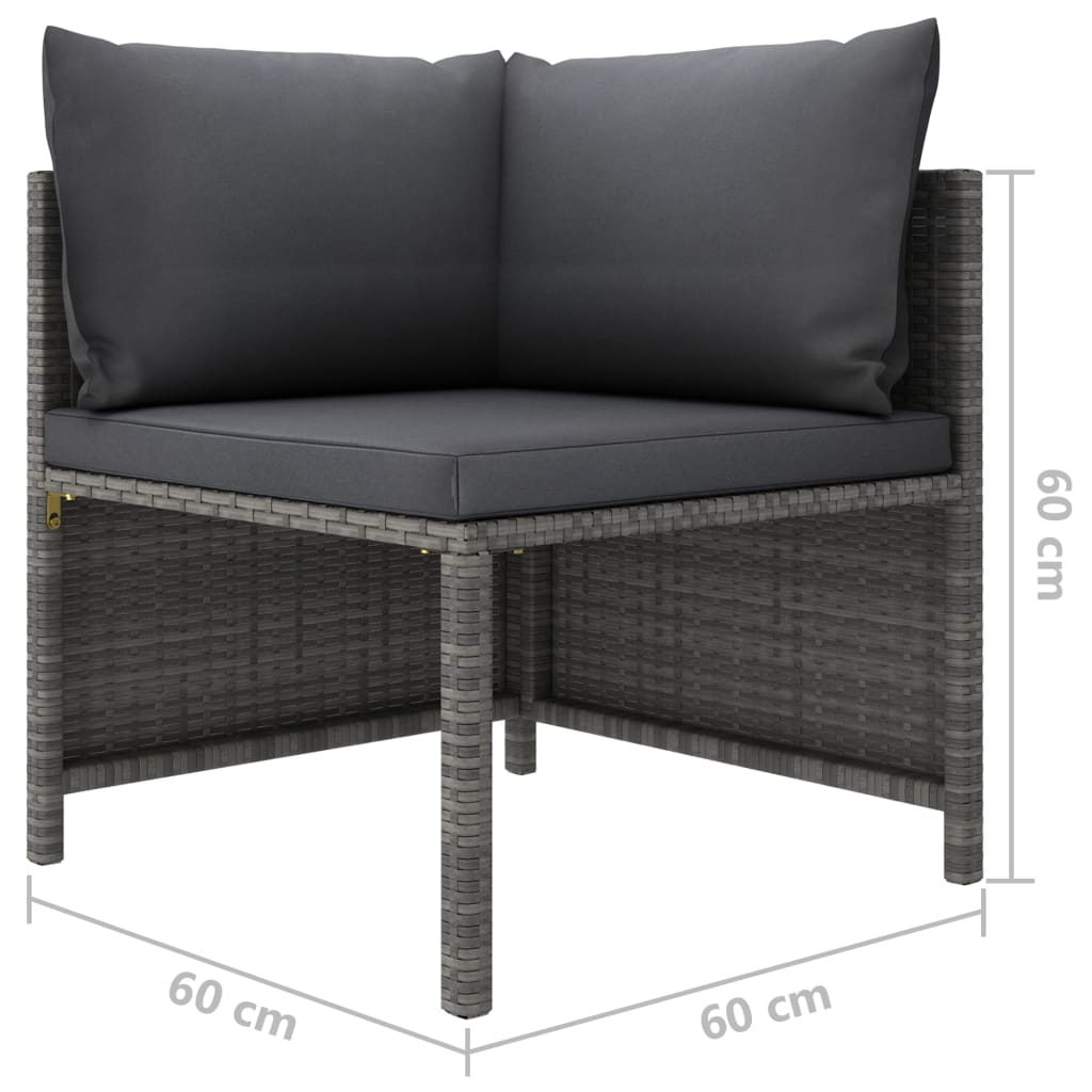 Salon de jardin 10 pièces avec coussins, en résine tressée, gris