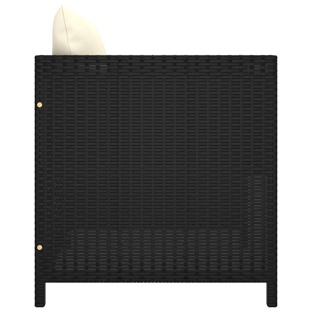 5-tlg. Garten-Lounge-Set mit Kissen Poly Rattan Schwarz