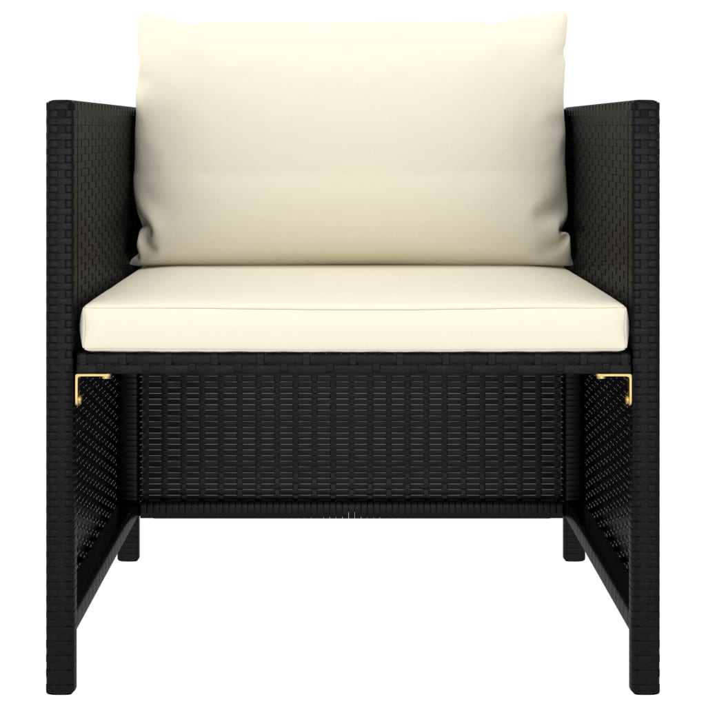 7-tlg. Garten-Lounge-Set mit Kissen Poly Rattan Schwarz