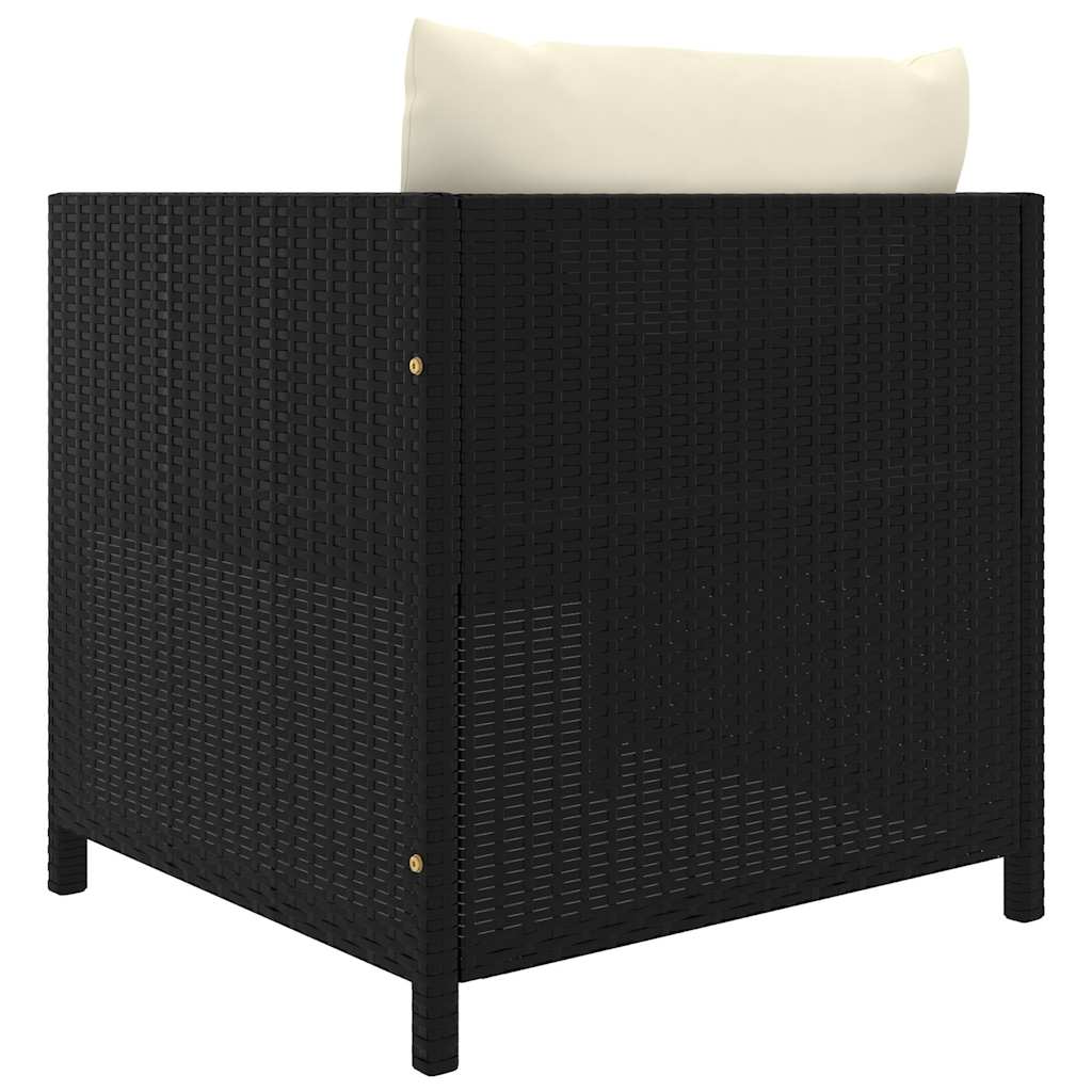 7-tlg. Garten-Lounge-Set mit Kissen Poly Rattan Schwarz