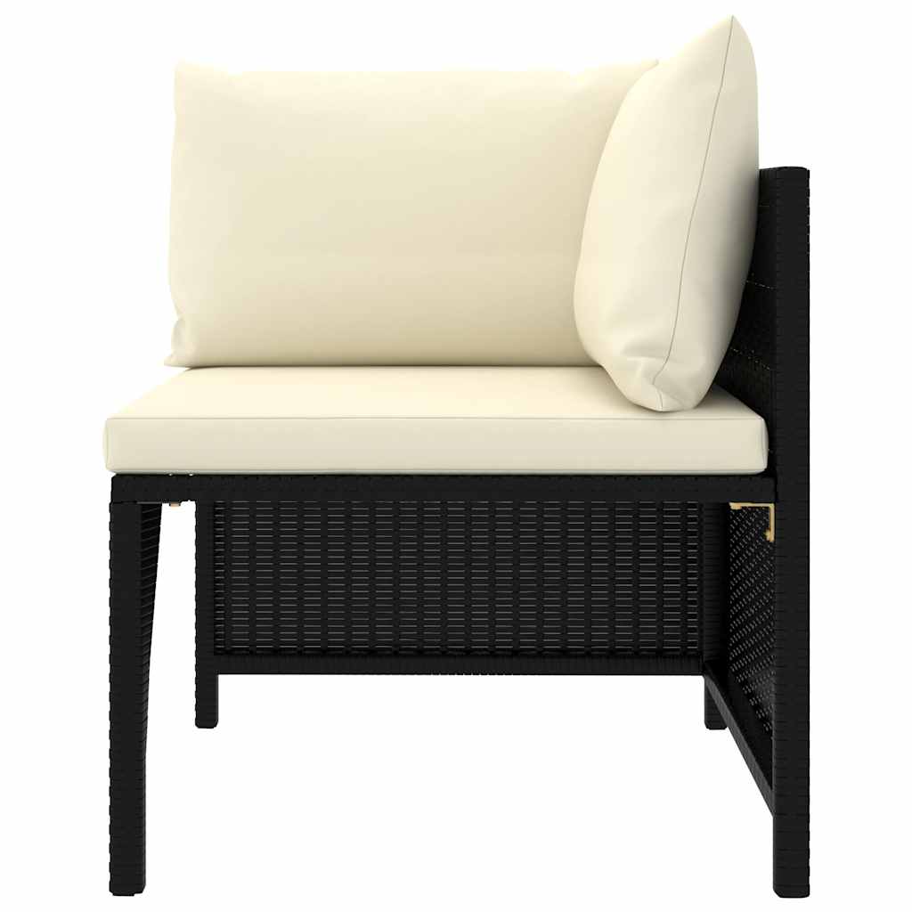 7-tlg. Garten-Lounge-Set mit Kissen Poly Rattan Schwarz