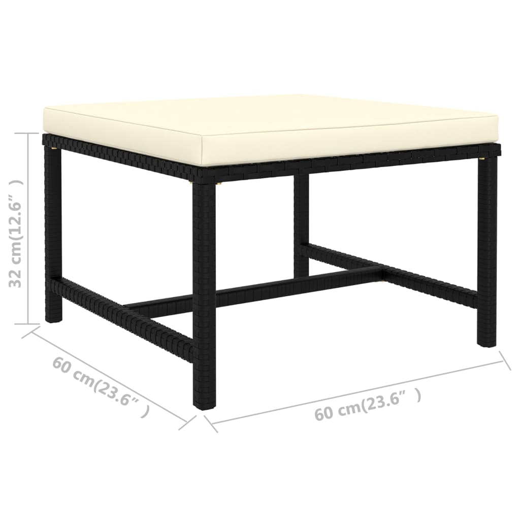 11-tlg. Garten-Lounge-Set mit Kissen Poly Rattan Schwarz